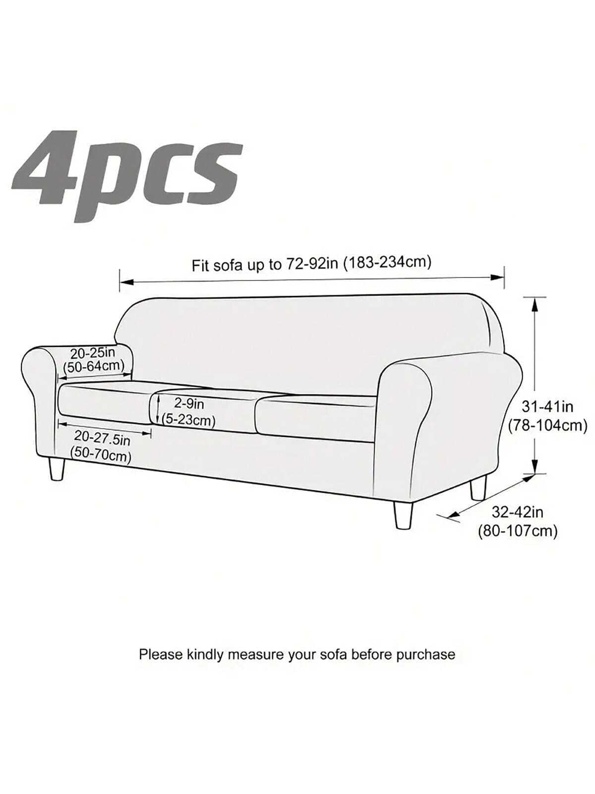 1Set Milk Silk Stretch Dustproof & Anti-Scratch Sofa & Seat Cushion Cover