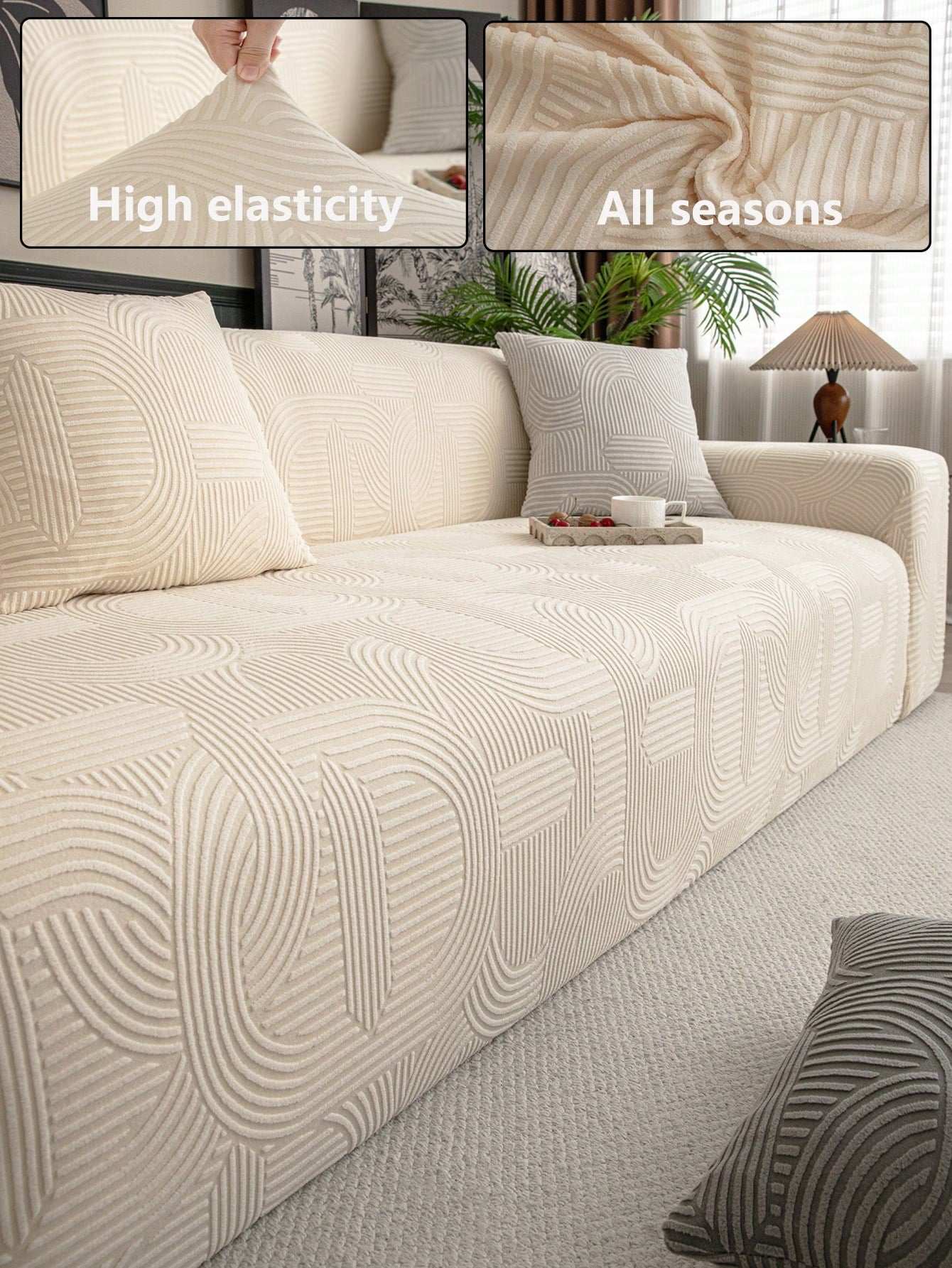 1Pc Solid Color Elastic Sofa Cover, Suitable for Spring, Summer, Autumn, Winter, Pet-Friendly, Anti-Slip, Anti-Dirty, for Living Room, Bedroom, Office, 1-Seat, 2-Seat, 3-Seat, 4-Seat
