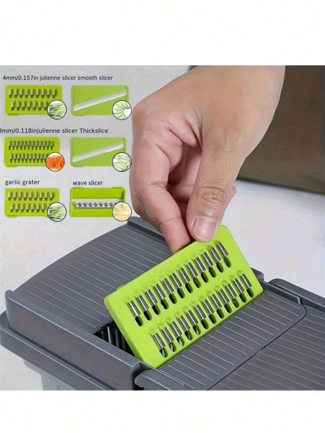 16Pcs/Set, Vegetable Chopper, Multifunctional Fruit Slicer, Manual Food Grater, Vegetable Slicer, Cutter with Container, Onion Mincer Chopper, Household Potato Shredder, Kitchen Stuff, Kitchen Gadgets, Dorm Essentials