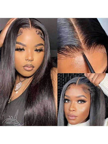 40 50 Inch 250% Density Put on and Go Glueless Wigs 13X4 13X6 HD Transparent Bone Straight Lace Front Wigs Human Hair Pre Plucked Pre Cut All Ready Glueless Ear to Ear Lace Front Wigs Human Hair for Women Wear and Go Glueless Wig for Beginner Human Affordable Wear & Go Wigs