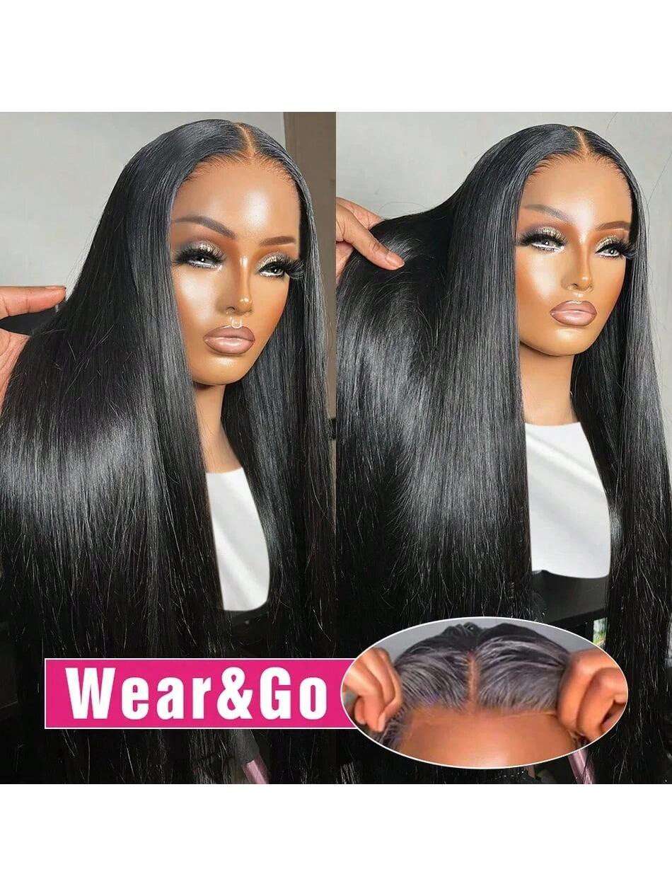 40 50 Inch 250% Density Put on and Go Glueless Wigs 13X4 13X6 HD Transparent Bone Straight Lace Front Wigs Human Hair Pre Plucked Pre Cut All Ready Glueless Ear to Ear Lace Front Wigs Human Hair for Women Wear and Go Glueless Wig for Beginner Human Affordable Wear & Go Wigs