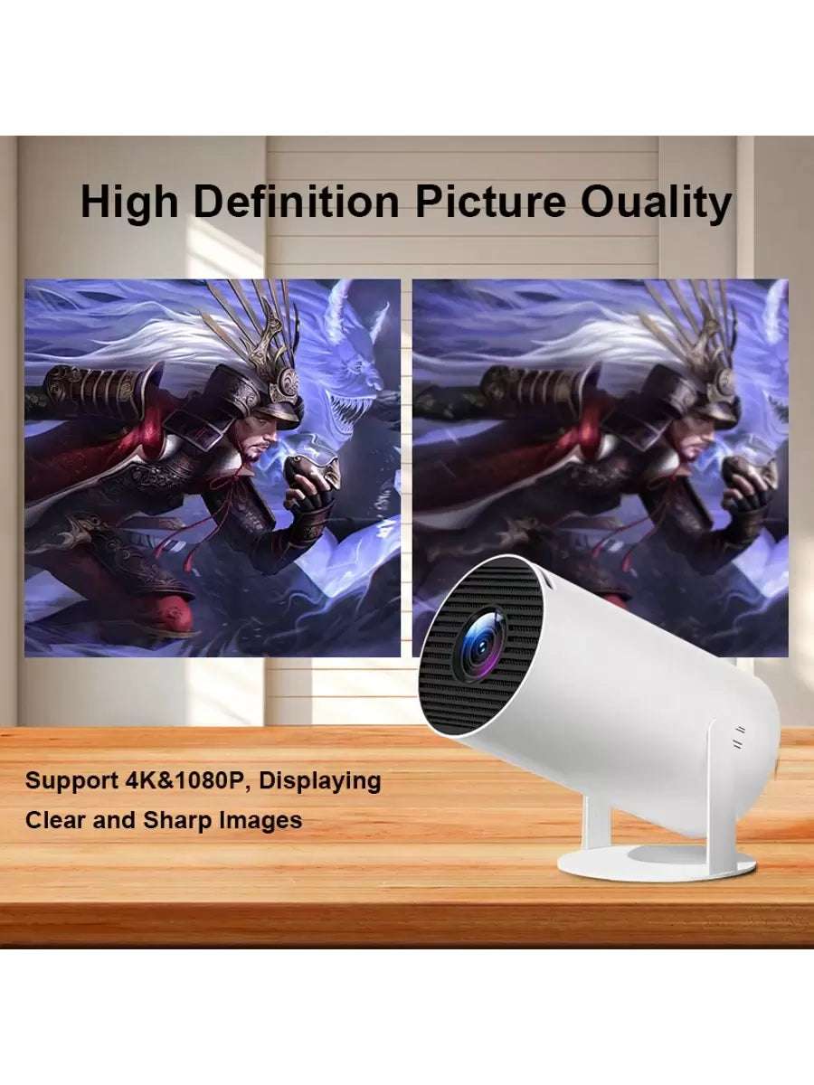 Office Projector with Android System and 4K High Definition, Home Intelligent High-Definition Projector, Portable Projector, Supporting 1080P Full High Definition, Equipped with Wireless Screen Projection and Automatic Keystone Correction Functions, Outdoor Projector That Can Rotate 180°, Capable of Connecting to Wifi and Bluetooth, and Able to Be Connected to Mobile Phones, Computers and so On.