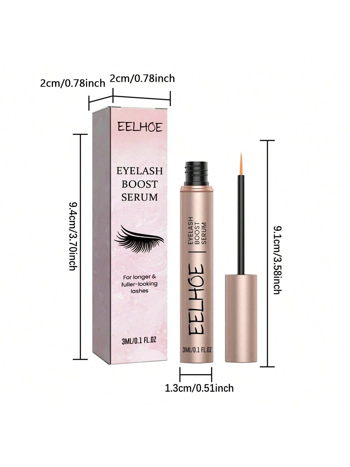 EELHOE Eyelash Growth Serum - Promotes Eyelash Growth, Helps Create Thicker, Longer, Darker Eyelashes and Brows,Mascara Natural Length, Jet-Black Thick Curl Lashes, Waterproof and Non-Smudge-Free Long-Lasting Mascara