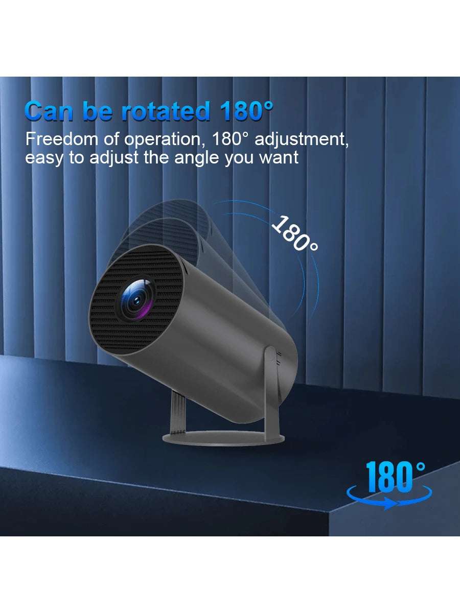 Office Projector with Android System and 4K High Definition, Home Intelligent High-Definition Projector, Portable Projector, Supporting 1080P Full High Definition, Equipped with Wireless Screen Projection and Automatic Keystone Correction Functions, Outdoor Projector That Can Rotate 180°, Capable of Connecting to Wifi and Bluetooth, and Able to Be Connected to Mobile Phones, Computers and so On.
