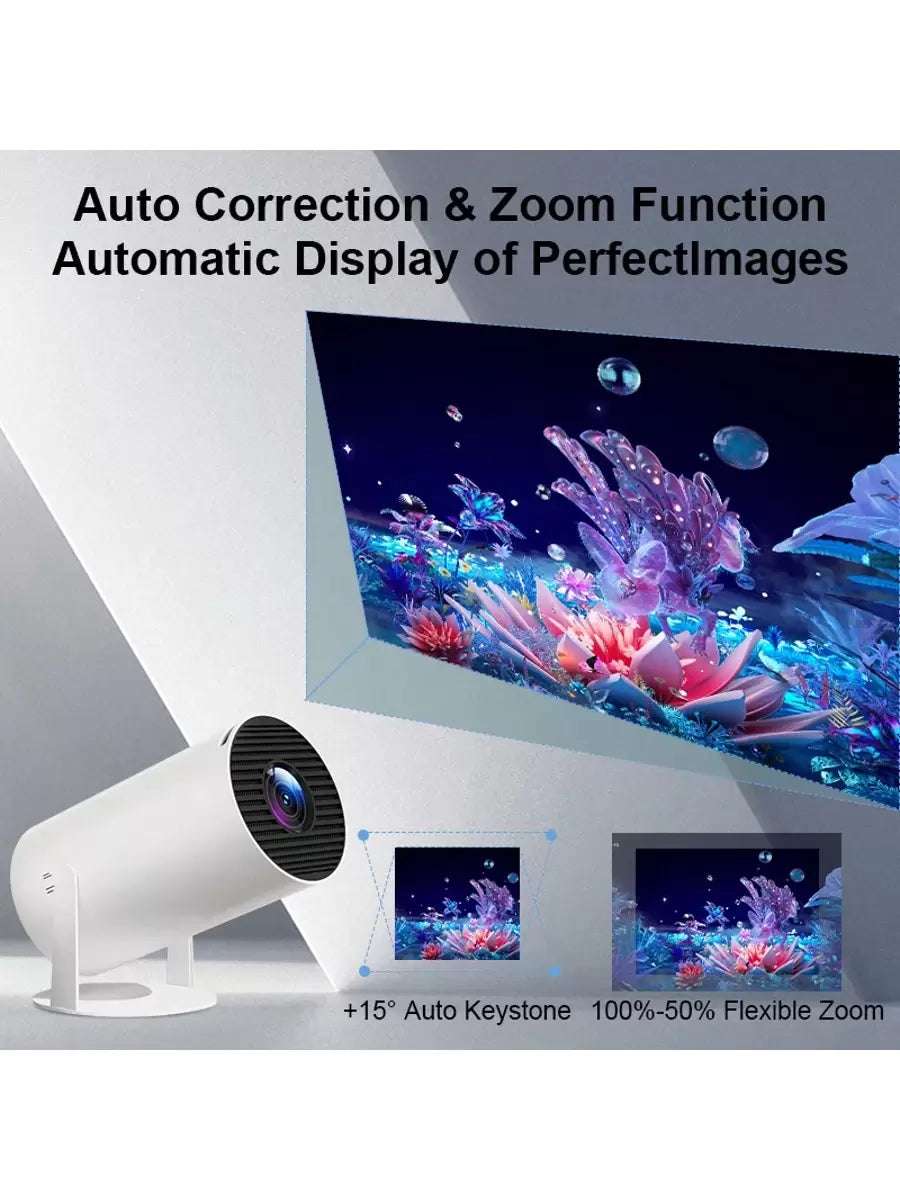 Office Projector with Android System and 4K High Definition, Home Intelligent High-Definition Projector, Portable Projector, Supporting 1080P Full High Definition, Equipped with Wireless Screen Projection and Automatic Keystone Correction Functions, Outdoor Projector That Can Rotate 180°, Capable of Connecting to Wifi and Bluetooth, and Able to Be Connected to Mobile Phones, Computers and so On.