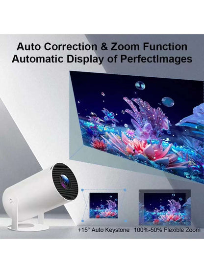 Office Projector with Android System and 4K High Definition, Home Intelligent High-Definition Projector, Portable Projector, Supporting 1080P Full High Definition, Equipped with Wireless Screen Projection and Automatic Keystone Correction Functions, Outdoor Projector That Can Rotate 180°, Capable of Connecting to Wifi and Bluetooth, and Able to Be Connected to Mobile Phones, Computers and so On.