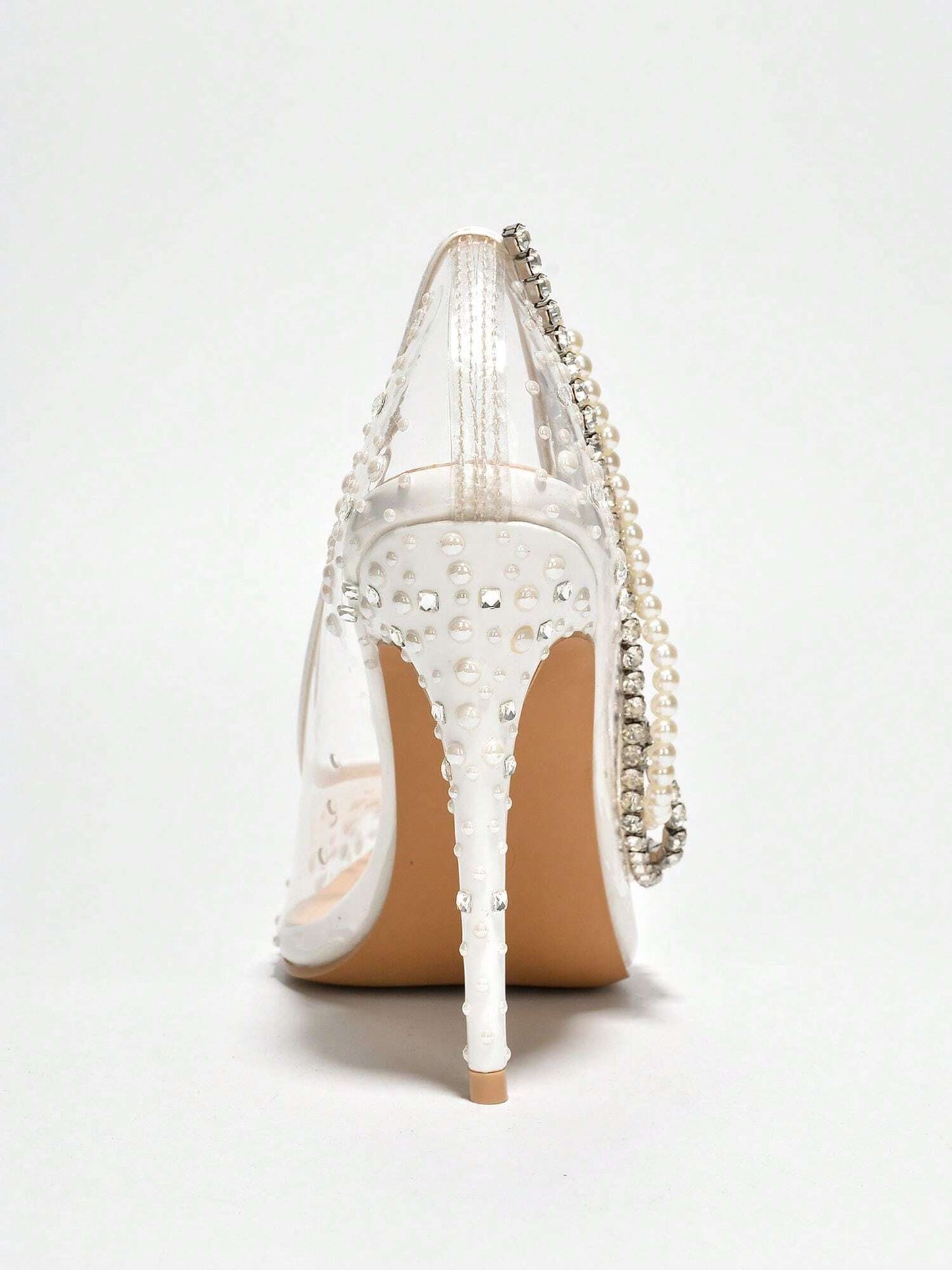 Cape Robbin Women'S Rhinestone Metallic Transparent Heel - Single Pointy Toe Clear, Metallic/Holo Pumps High Heel for Special Events
