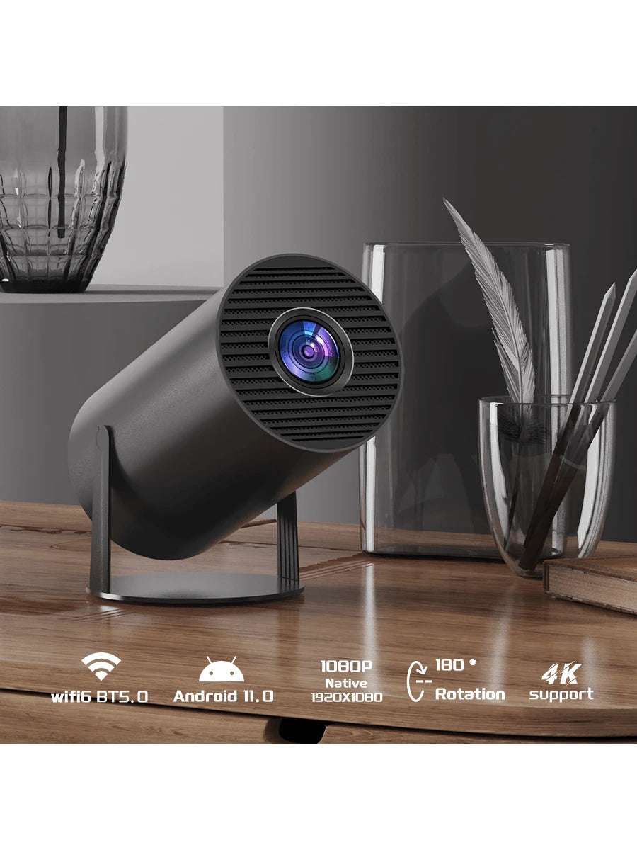 Office Projector with Android System and 4K High Definition, Home Intelligent High-Definition Projector, Portable Projector, Supporting 1080P Full High Definition, Equipped with Wireless Screen Projection and Automatic Keystone Correction Functions, Outdoor Projector That Can Rotate 180°, Capable of Connecting to Wifi and Bluetooth, and Able to Be Connected to Mobile Phones, Computers and so On.