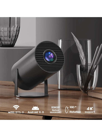 Office Projector with Android System and 4K High Definition, Home Intelligent High-Definition Projector, Portable Projector, Supporting 1080P Full High Definition, Equipped with Wireless Screen Projection and Automatic Keystone Correction Functions, Outdoor Projector That Can Rotate 180°, Capable of Connecting to Wifi and Bluetooth, and Able to Be Connected to Mobile Phones, Computers and so On.