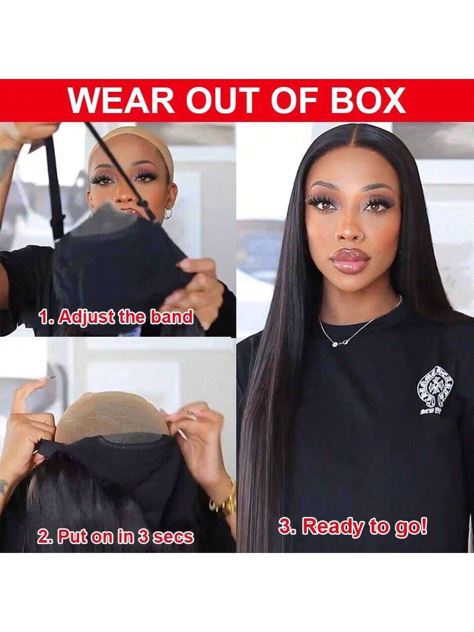 40 50 Inch 250% Density Put on and Go Glueless Wigs 13X4 13X6 HD Transparent Bone Straight Lace Front Wigs Human Hair Pre Plucked Pre Cut All Ready Glueless Ear to Ear Lace Front Wigs Human Hair for Women Wear and Go Glueless Wig for Beginner Human Affordable Wear & Go Wigs