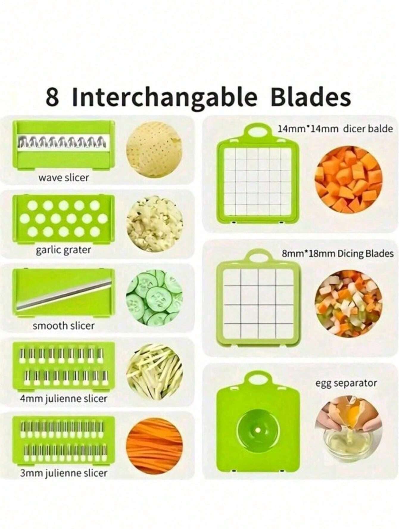 16Pcs/Set, Vegetable Chopper, Multifunctional Fruit Slicer, Manual Food Grater, Vegetable Slicer, Cutter with Container, Onion Mincer Chopper, Household Potato Shredder, Kitchen Stuff, Kitchen Gadgets, Dorm Essentials