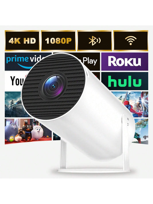 Office Projector with Android System and 4K High Definition, Home Intelligent High-Definition Projector, Portable Projector, Supporting 1080P Full High Definition, Equipped with Wireless Screen Projection and Automatic Keystone Correction Functions, Outdoor Projector That Can Rotate 180°, Capable of Connecting to Wifi and Bluetooth, and Able to Be Connected to Mobile Phones, Computers and so On.