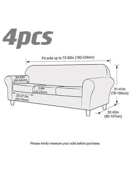 1Set Milk Silk Stretch Dustproof & Anti-Scratch Sofa & Seat Cushion Cover