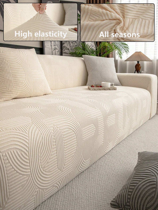 1Pc Solid Color Elastic Sofa Cover, Suitable for Spring, Summer, Autumn, Winter, Pet-Friendly, Anti-Slip, Anti-Dirty, for Living Room, Bedroom, Office, 1-Seat, 2-Seat, 3-Seat, 4-Seat