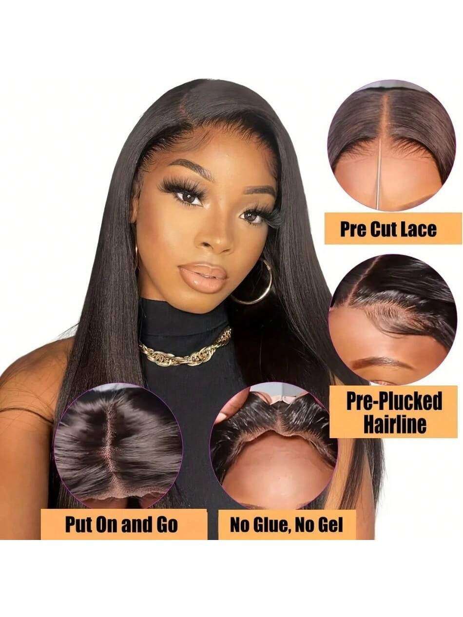 40 50 Inch 250% Density Put on and Go Glueless Wigs 13X4 13X6 HD Transparent Bone Straight Lace Front Wigs Human Hair Pre Plucked Pre Cut All Ready Glueless Ear to Ear Lace Front Wigs Human Hair for Women Wear and Go Glueless Wig for Beginner Human Affordable Wear & Go Wigs